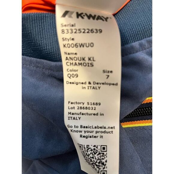 K-way Anouk KL Chamois Blue Leather Size 7 Jacket - Picture 7 of 7